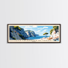 Load image into Gallery viewer, Les Calanques de Cassis, France Panoramic Print, Vacation Gift, France Wall Art, Beach Painting, Beach Decor, Large Wall Art, Wood Frame Art