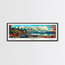 Load image into Gallery viewer, Anchorage Alaska Panoramic Travel Poster Framed Canvas Print, Mid Century Modern Art, Pop Art Style, Wall Art Decor, Home Decoration
