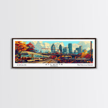 Load image into Gallery viewer, Atlanta Georgia Panoramic Wall Art Framed Canvas Print, Mid Century Modern Art, Pop Art Style, Travel Poster, Home Decor, Wall Hanging