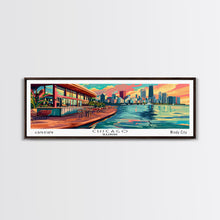 Load image into Gallery viewer, Chicago Illinois Panoramic Painting Framed Canvas Print, Mid Century Modern Art, Pop Art Style, Travel Poster, Living Room Decor