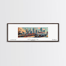 Load image into Gallery viewer, Atlanta Georgia Panoramic Painting, Mid Century Modern Framed Canvas Print, Retro Pop Art Travel Poster, Wall Decor, Gift Idea, Home Decor