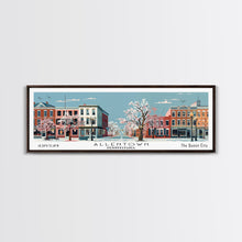 Carregar imagem no visualizador da galeria, Allentown Pennsylvania Panoramic Painting, Mid Century Modern Framed Canvas Print, Retro Pop Art Travel Poster, Office Art, City Print