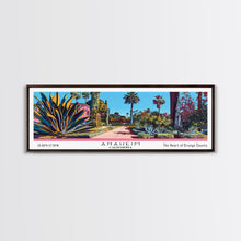 Load image into Gallery viewer, Anaheim California Panoramic Painting, Mid Century Modern Framed Canvas Print, Retro Pop Art Travel Poster, Home Decor, City Art
