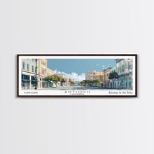 Load image into Gallery viewer, Antioch California Panoramic Painting, Mid Century Modern Framed Canvas Print, Retro Pop Art Travel Poster, Home Decor, City Art
