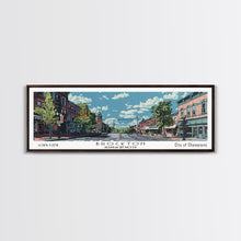 Load image into Gallery viewer, Brockton Massachusetts Panoramic Painting, Mid Century Modern Framed Canvas Print, Retro Pop Art Travel Poster, Home Decor, City Art