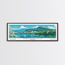 Cargar imagen en el visor de la galería, Chattanooga Tennessee Panoramic Painting, Mid Century Modern Framed Canvas Print, Retro Pop Art Travel Poster, Home Decor, City Print