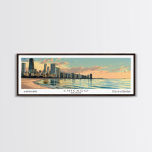 Cargar imagen en el visor de la galería, Chicago Florida Panoramic Painting, Mid Century Modern Framed Canvas Print, Retro Pop Art Travel Poster, Living Room Wall Art, City Art
