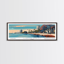 Load image into Gallery viewer, Corpus Christi Texas Panoramic Painting, Framed Canvas Print, Mid Century Modern Wall Art, Retro Pop Art Travel Poster, Office Decor, City Art