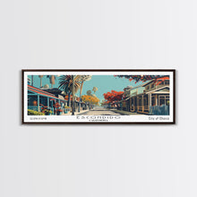 Load image into Gallery viewer, Escondido California Panoramic Painting, Framed Canvas Print, Mid Century Modern Wall Art, Retro Pop Art Travel Poster, Living Room Decor, City Art