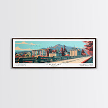 Carregar imagem no visualizador da galeria, Eugene Oregon Panoramic Painting, Framed Canvas Print, Mid Century Modern Wall Art, Retro Pop Art Travel Poster, Office Decor, City Art