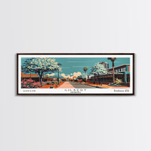 Load image into Gallery viewer, Gilbert Arizona Panoramic Painting, Framed Canvas Print, Mid Century Modern Wall Art, Retro Pop Art Travel Poster, Office Art, Cityscape Decor, Gift Idea