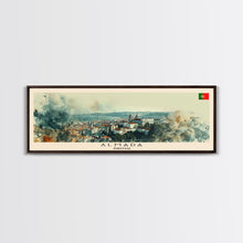 Load image into Gallery viewer, Almada Portugal Travel Art, City Art, Framed Canvas Print or Metal Wall Art, Europe Travel Poster, Panoramic Wall Art, Extra Wide Wall Art