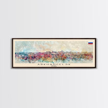 Carregar imagem no visualizador da galeria, Arkhangelsk Russia Panoramic Travel Poster, Framed Canvas Print or Metal Wall Art, Travel Art, Home Decor, Panoramic Painting, Midcentury Art