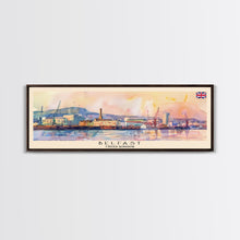 Load image into Gallery viewer, Belfast United Kingdom Travel Print Wall Art, Panoramic City Art, Travel Art, Wall Decor, Vacation Gift, Framed Canvas Print Or Metal Art