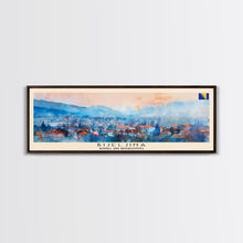 Load image into Gallery viewer, Bijeljina Bosnia Panoramic Travel Poster, Framed Canvas Print or Metal Wall Art, Travel Art, Home Decor, Panoramic Painting, Midcentury Art