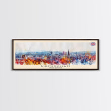 Load image into Gallery viewer, Birmingham United Kingdom Travel Print Wall Art, Panoramic City Art, Travel Art, Wall Decor, Vacation Gift, Framed Canvas Print Or Metal Art