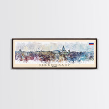 Cargar imagen en el visor de la galería, Cheboksary Russia Travel Art, City Art, Framed Canvas Print or Metal Wall Art, Europe Travel Poster, Panoramic Wall Art, Extra Wide Wall Art