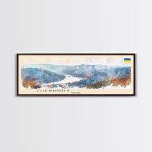 Cargar imagen en el visor de la galería, Chernihiv Ukraine Panoramic Travel Poster, Framed Canvas Print or Metal Wall Art, Travel Art, Home Decor, Panoramic Painting, Midcentury Art