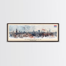 Load image into Gallery viewer, Eindhoven Netherlands Panoramic Travel Poster, Framed Canvas Print or Metal Wall Art, Travel Art, Home Decor, Panoramic Painting, Midcentury Art