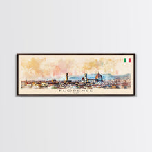 Carregar imagem no visualizador da galeria, Florence Italy Panoramic Travel Poster, Framed Canvas Print or Metal Wall Art, Travel Art, Home Decor, Panoramic Painting, Midcentury Art