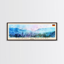 Load image into Gallery viewer, Freiburg Germany Panoramic Travel Poster, Framed Canvas Print or Metal Wall Art, Travel Art, Home Decor, Panoramic Painting, Midcentury Art