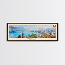 Carregar imagem no visualizador da galeria, Geneva Switzerland Wall Art, Panoramic Travel Poster, Panoramic Framed Canvas Print, City Wall Art, Wall Hanging Home Decor, Travel Art
