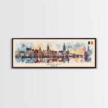 Load image into Gallery viewer, Ghent Belgium Wall Art, Panoramic Travel Poster, Panoramic Framed Canvas Print, City Wall Art, Wall Hanging Home Decor, Travel Art