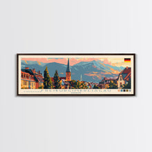 Load image into Gallery viewer, Freiburg Germany Panoramic Travel Poster, Framed Canvas Print or Metal Wall Art, Travel Art, Home Decor, Panoramic Painting, Midcentury Art