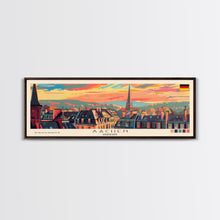 Carregar imagem no visualizador da galeria, Aachen Germany Panoramic Travel Poster, Framed Canvas Print or Metal Wall Art, Travel Art, Home Decor, Panoramic Painting, Midcentury Art