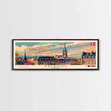 Carregar imagem no visualizador da galeria, Aalborg Denmark Wall Art, Panoramic Travel Poster, Panoramic Framed Canvas Print, City Wall Art, Wall Hanging Home Decor, Travel Art