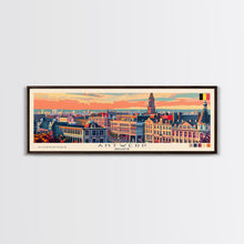 Load image into Gallery viewer, Antwerp Belgium Wall Art, Panoramic Travel Poster, Panoramic Framed Canvas Print, City Wall Art, Wall Hanging Home Decor, Travel Art
