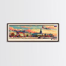 Carregar imagem no visualizador da galeria, Arkhangelsk Russia Panoramic Travel Poster, Framed Canvas Print or Metal Wall Art, Travel Art, Home Decor, Panoramic Painting, Midcentury Art