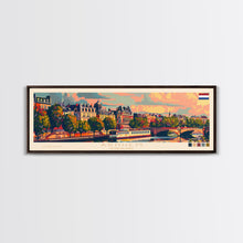 Load image into Gallery viewer, Arnhem Netherlands Wall Art, Panoramic Travel Poster, Panoramic Framed Canvas Print, City Wall Art, Wall Hanging Home Decor, Travel Art