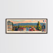 Load image into Gallery viewer, Bordeaux France Panoramic Travel Poster, Framed Canvas Print or Metal Wall Art, Travel Art, Home Decor, Panoramic Painting, Midcentury Art