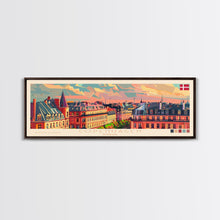 Cargar imagen en el visor de la galería, Copenhagen Denmark Travel Print Wall Art, Panoramic City Art, Travel Art, Wall Decor, Vacation Gift, Framed Canvas Print Or Metal Art