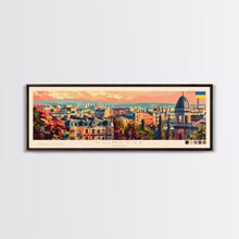 Load image into Gallery viewer, Donetsk Ukraine Panoramic Travel Poster, Framed Canvas Print or Metal Wall Art, Travel Art, Home Decor, Panoramic Painting, Midcentury Art