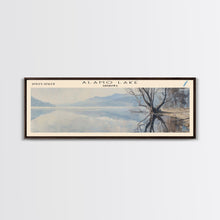 Carregar imagem no visualizador da galeria, Alamo Lake Arizona Panoramic Framed Canvas Print, Lake House Decor, Minimalist Art, Travel Poster, Wood Wall Art, Scenic Painting