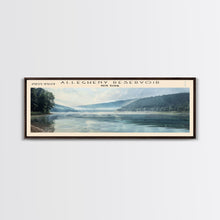 Load image into Gallery viewer, Allegheny Reservoir New York Panoramic Framed Canvas Print, Lake House Decor, Abstract Landscape, Travel Poster, Modern Wall Art, Calm Waters