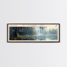 Load image into Gallery viewer, Alligator Lake Florida Panoramic Framed Canvas Print, Lake House Decor, Tropical Landscape, Travel Poster, Wall Art, Scenic Painting