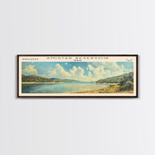 Load image into Gallery viewer, Amistad Reservoir Texas Panoramic Framed Canvas Print, Lake House Decor, Modern Art, Travel Poster, Scenic View, Water Reflection
