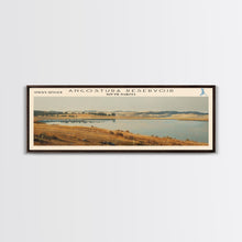 Load image into Gallery viewer, Angostura Reservoir South Dakota Panoramic Framed Canvas Print, Lake House Decor, Minimalist Art, Travel Poster, Scenic Painting