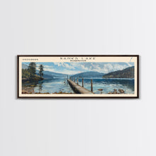 Load image into Gallery viewer, Banks Lake Washington Panoramic Framed Canvas Print, Lake House Decor, Rustic Art, Travel Poster, Scenic View, Home Decoration