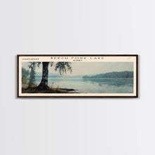 Load image into Gallery viewer, Beech Fork Lake West Virginia Framed Canvas Print, Panoramic Lake House Art, Scenic Painting, Travel Poster, Rustic Decor, Nature Scene