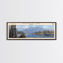 Load image into Gallery viewer, Big Bear Lake California Panoramic Framed Canvas Print, Lake House Decor, Scenic View, Travel Poster, Modern Art, Nature Wall Art