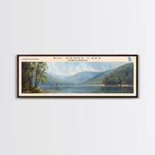 Load image into Gallery viewer, Big Sandy Lake Framed Canvas Print, Lake House Art, Panoramic Travel Poster, Scenic View, Modern Decor, Lake Painting