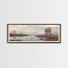 Load image into Gallery viewer, Blackwater Lake Framed Canvas Print, Lake House Decor, Panoramic Scenic View, Travel Poster, Minimalist Art, Lake Painting