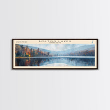 Carregar imagem no visualizador da galeria, Bolton Lakes Connecticut Framed Canvas Print, Panoramic Lake House Art, Scenic View, Travel Poster, Modern Art, Lake Painting