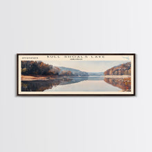 Carregar imagem no visualizador da galeria, Bull Shoals Lake Arkansas Framed Canvas Print, Lake House Art, Panoramic Wall Art, Travel Poster, Rustic Lake Painting, Home Decor