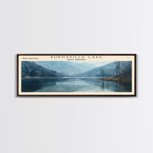 Carregar imagem no visualizador da galeria, Burnsville Lake West Virginia Framed Canvas Print, Panoramic Lake House Decor, Wall Art, Travel Poster, Modern Lake Painting, Nature Art