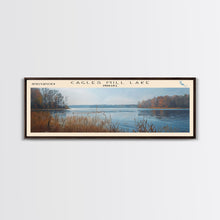 Carregar imagem no visualizador da galeria, Cagles Mill Lake Indiana Framed Canvas Print, Lake House Art, Panoramic Travel Poster, Wall Art, Modern Lake Painting, Home Decor